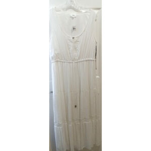 Fyve Womens Sleeveless Maxi Dress Sz 1X Tiered White Cottagecore Boho PeasantNWT